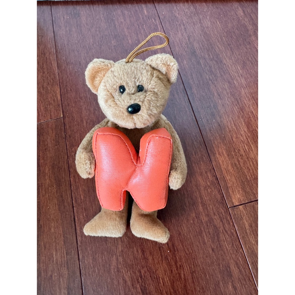 Ty Alphabet Beanies Collection Letter N Brown Teddy Bear Plush 5.5 Inch Ornament